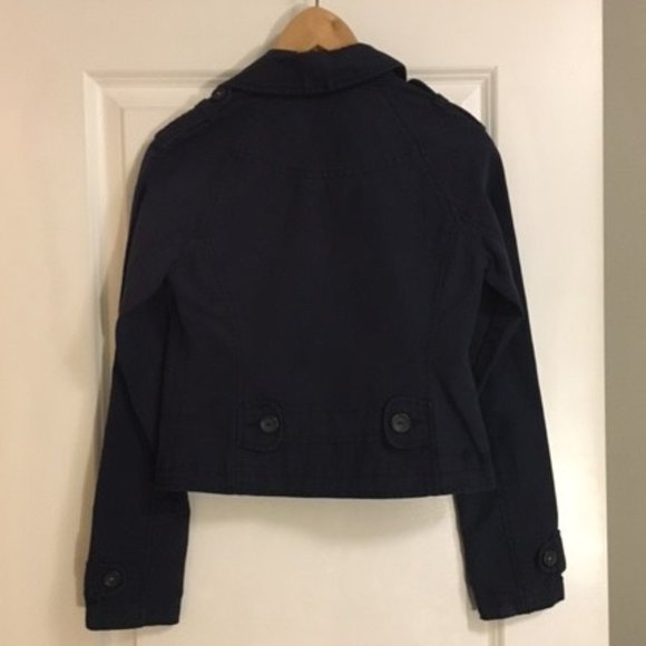 Y2K Vintage Navy Cropped Double Breasted Blazer Jacket - Picture 2 of 13